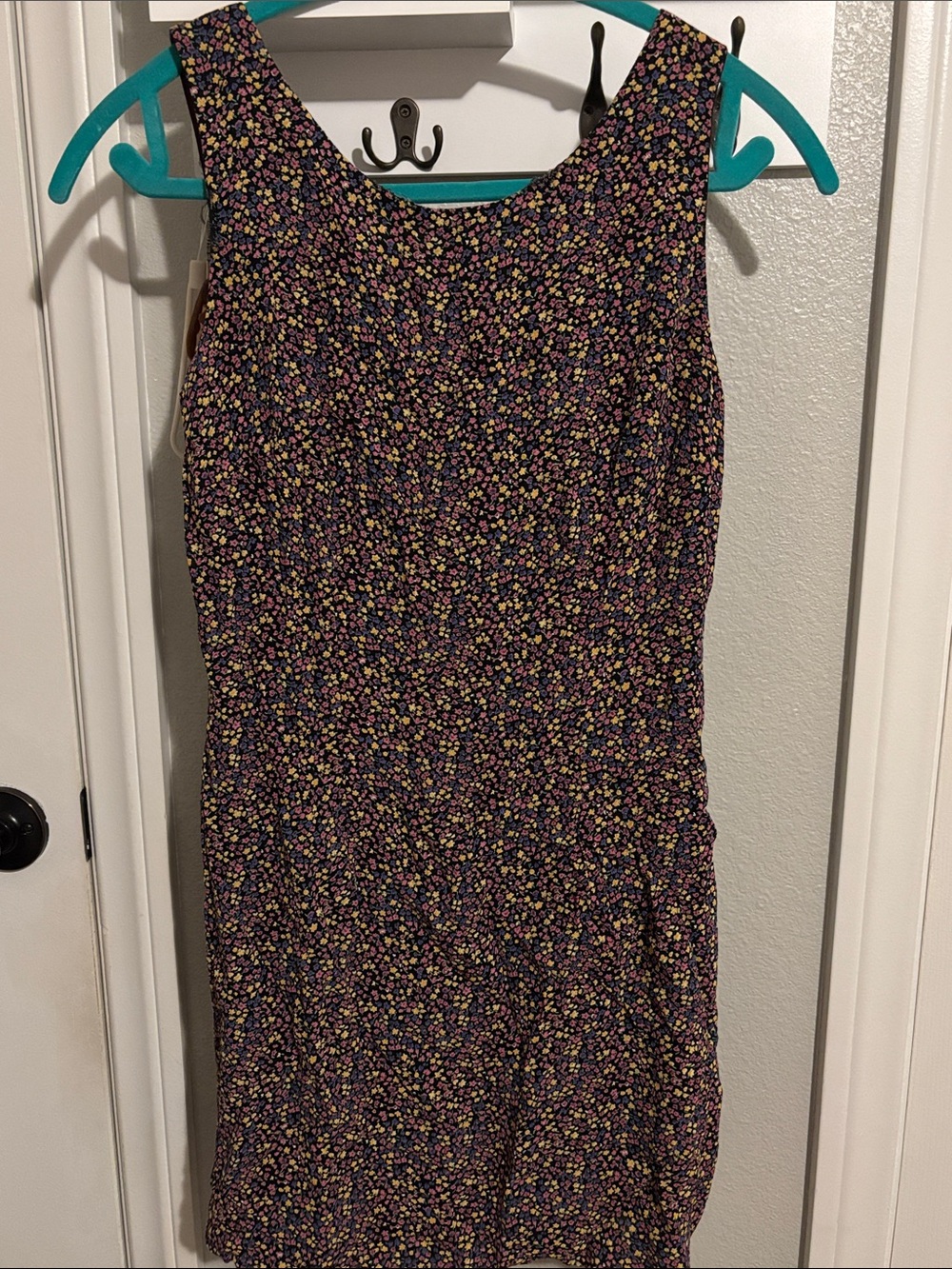 Sleeveless Midi Dress in Black with Pink & Yellow Floral